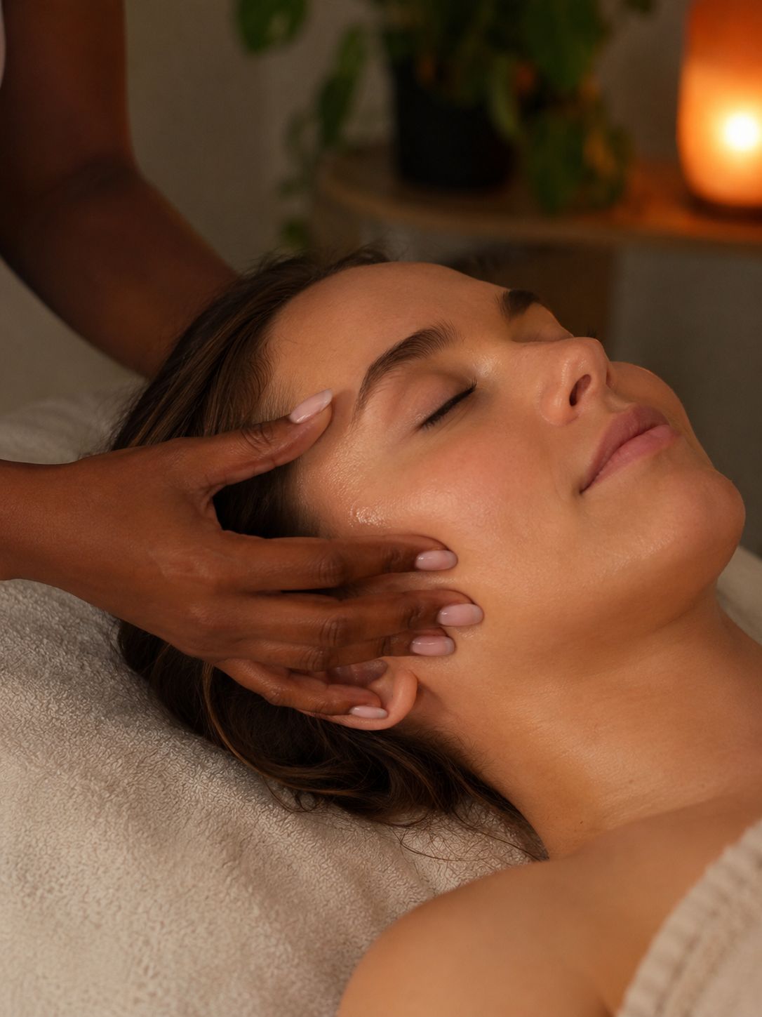 Facial bodywork session, TMJ and jaw release
